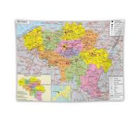 Poster carte du monde de la Belgique - Décoration murale moderne pour chambre à coucher - 152,4 x 203,2 cm