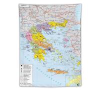 Poster carte du monde de la Grèce - Tapisserie murale - Décoration murale - Idée cadeau - Esthétique - 152,4 x 203,2 cm