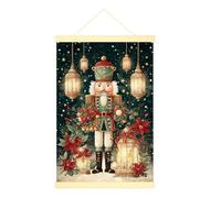 Poster casse-noisette à suspendre sur toile - Art mural - Lanterne fantaisie - Poinsettia de Noël rouge - Poster à suspendre avec cadres - Décoration de dortoir universitaire - 40,6 x 61 cm