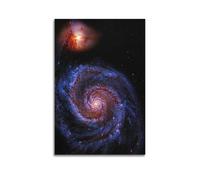 Poster céleste à double spirale galaxies dans l'espace profond - Art mural moderne sur toile - Décoration esthétique - 50 x 75 cm - Style sans cadre