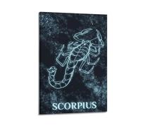 Poster céleste - Tableau des constellations du Scorpion - Art mural moderne sur toile - Décoration esthétique - 20 x 30 cm - Style cadre