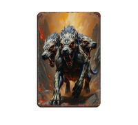 Poster Cerberus The Monster en métal vintage pour pub, club, café, bar, maison, décoration murale, poster rétro 20 x 30 cm