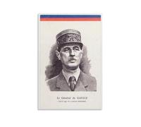Poster Charles De Gaulle - Impression esthétique sur toile - Décoration murale moderne pour chambre à coucher - 20 x 30 cm