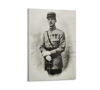 Poster Charles de Gaulle - Impression sur toile à suspendre - Décoration d'intérieur - 30 x 45 cm