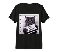 Poster Chat Fuck The System Most Wanted T-Shirt Haut de Gamme