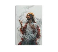 Poster chrétien de style abstrait Jésus-Christ, figure divine, art religieux, poster décoratif sur toile, affiches murales et image d'art moderne pour décoration de chambre à coucher (30 x 45 cm)