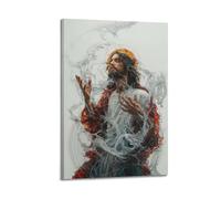 Poster chrétien de style abstrait Jésus-Christ, figure divine, art religieux, poster décoratif sur toile, affiches murales et image d'art moderne pour chambre à coucher (40 x 60 cm)