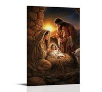 Poster chrétien - La Nativité - Naissance du Sauveur - Décoration murale moderne à suspendre - Impression murale artistique 50 x 75 cm