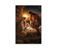 Poster chrétien - La Nativité - Naissance du Sauveur Décoration murale moderne à suspendre - Impression murale artistique 60 x 90 cm
