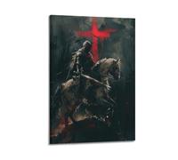 Poster chrétien médiéval chevalier à cheval avec épée d'art décoratif sur toile pour chambre à coucher (60 x 90 cm)