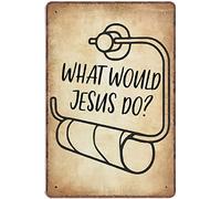 Poster chrétien « What Would Jesus Do » - Décoration murale vintage rétro pour salle de bain - Cadeau pour mari - Décoration de salle de bain - 30,5 x 40,6 cm