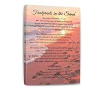 poster Classic Religious Poem Poster - Footprints in the Sand on Retro Styled Canvas, Framed Wall Decor for Christian Homes, Churches, and Serene Spaces(Framed,12x18inch(30x45cm))