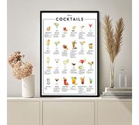 Poster classique de recette de cocktails - Art de cocktail - Affiche de bar - Cadeau de cocktail - Décoration de cuisine - Plaque en métal - Décoration murale en fer - 15,2 x 20,3 cm