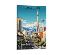 Poster coloré de paysage urbain de Las Vegas Nevada - Beau paysage urbain - Poster décoratif sur toile - Affiches murales modernes pour chambre à coucher - 20 x 30 cm