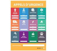 Poster - Consignes d'urgence avec numéros - A3 - Plastifié