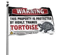 Poster cool avec drapeaux d'avertissement « This Property Is Protected By A Highly Trained Tortue Flag » Décoration amusante pour patio ou camping-car (60 x 90 cm)