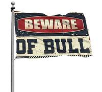 Poster cool drapeaux attention au taureau drôle décoration patio camping-car (152 x 244 cm)