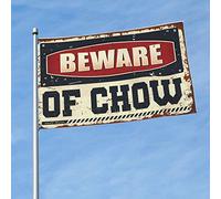 Poster cool drapeaux « Beware of Chow » - Décoration de patio amusante (30 x 45 cm)
