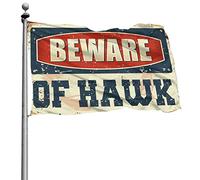 Poster cool drapeaux « Beware of Hawk » - Décoration amusante pour patio et camping-car (120 x 180 cm)