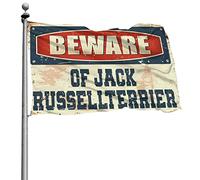 Poster cool drapeaux « Beware of Jack Russell Terrier » - Décoration amusante pour patio et camping-car (30 x 45 cm)
