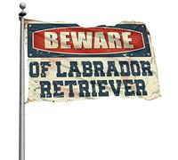 Poster cool drapeaux « Beware of Labrador Retriever » - Décoration de patio - 120 x 180 cm