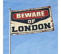 Poster cool drapeaux Beware of London Drapeau amusant Décoration de patio camping-car (60 x 90 cm)