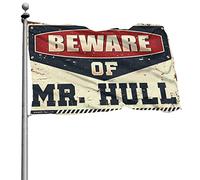 Poster cool drapeaux Beware of Mr. Hull - Décoration de patio amusante (120 x 180 cm)