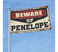 Poster cool drapeaux « Beware of Penelope » - Décoration amusante pour patio et camping-car (30 x 45 cm)