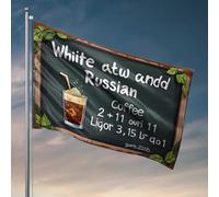 Poster cool drapeaux blancs recette café russe : un mélange de 2 + 11 ouri ligor drapeau homme grotte règles décoration chambre garçon (152 x 244 cm)