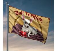 Poster cool drapeaux Bull Terrier confortable matin café publicité drapeau accessoires de salle de jeux drapeaux pour chambre drôle (60 x 90 cm)