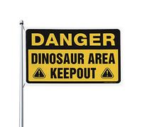 Poster cool drapeaux Danger Dinosaur Area Keep Out Drapeau amusant Décoration de patio camping-car (30 x 45 cm)