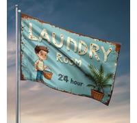 Poster cool drapeaux garçon avec panier à linge devant 24 heures panneau panneau drapeau indépendant décoration de chambre pour hommes (152 x 244 cm)