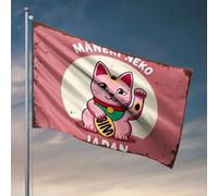 Poster cool drapeaux Maneki Neko, le chat porte-bonheur du Japon. Drapeau décoration d'intérieur pour homme Accessoires de bateau de pêche (152 x 244 cm)