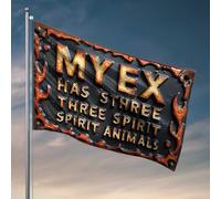 Poster cool drapeaux Myex's Three Spirit Animals : A Mystical Revelation Drapeau Accessoires de salle de jeu Drapeaux pour chambre drôle (60 x 90 cm)