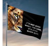 Poster cool drapeaux Never Quit: The Lion Message of Perseverance Flag Bar pour Man Cave Cool Decor for Guys Room (152 x 244 cm)