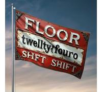 Poster cool drapeaux rouillés vintage signe : étage vingt-quatre quarts de travail drapeau indépendant décoration de chambre pour hommes décoration de grotte (152 x 244 cm)