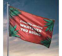 Poster cool Drapeaux Welcome To Our Tropical Paradise : Whatever You Bring, We Serve It Drapeau Décoration de chambre pour hommes (152 x 244 cm)