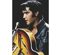 Poster couleur avec Elvis Presley, le King du Rock N Roll en cuir - Dimensions approximatives : 91,5 x 61 cm