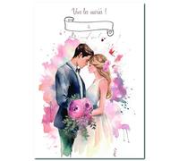 Poster Couple Mariage Personnalisé - Illustration Romantique Couple de Mariés - Cadeau Unique avec Prénoms et Date - Affiche A3 « Vive les Mariés » - Décoration & Souvenir de Mariage