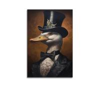 Poster créatif sur toile représentant un gentleman en chapeau haut-de-forme élégant et drôle, 60 x 90 cm, sans cadre