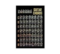 Poster d'accords de guitare sur toile - Art mural inspirant - Décoration moderne pour chambre à coucher et chambre - Cadeau idéal pour garçons et femmes - Accords de guitare de musique - Poster sur