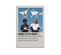 Poster d'album Danger Incorporated - Impression sur toile - Motif oiseaux qui volent la nuit - Décoration murale - Décoration vintage - Pour salon, chambre à coucher - 60 x 90 cm - Style sans cadre