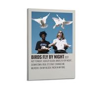 Poster d'album Danger Incorporated - Impression sur toile - Motif oiseaux qui volent la nuit - Décoration murale - Décoration vintage - Pour salon, chambre à coucher - 30 x 45 cm - Style cadre