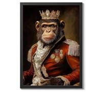 Poster d'animaux chimpanzés Tudor, impression d'art mural amusant avec animaux de compagnie, portraits d'animaux historiques, décoration d'intérieur, 50 x 70 cm (cadre noir) - 53 x 73 cm