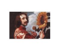Poster d'Anthony Van Dyck autoportrait devant un tournesol - Impression sur toile - 30 x 45 cm