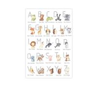 Poster d'apprentissage avec un animal sur toile - Décoration murale pour salon, chambre à coucher - 40 x 60 cm