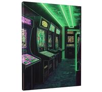 Poster d'arcade rétro néon - Affiches de jeu vidéo vert et noir, décoration esthétique vintage pour salle de jeux, salon, chambre à coucher, sans cadre, 30,5 x 40,6 cm