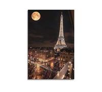 Poster d'architecture de la Tour Eiffel de Paris - Art mural rétro esthétique - Décoration de chambre ou de bureau - 30 x 45 cm - Style rétro