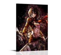 Poster d'art Attack on Titan Anime Mikasa Ackerman Fan Art Peinture décorative sur toile Art mural pour salon, chambre à coucher, 50 x 75 cm