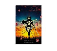 Poster d'art Attack on Titan Role Mikasa Ackerman Fan Art Peinture décorative sur toile Art mural pour salon, chambre à coucher, 50 x 75 cm